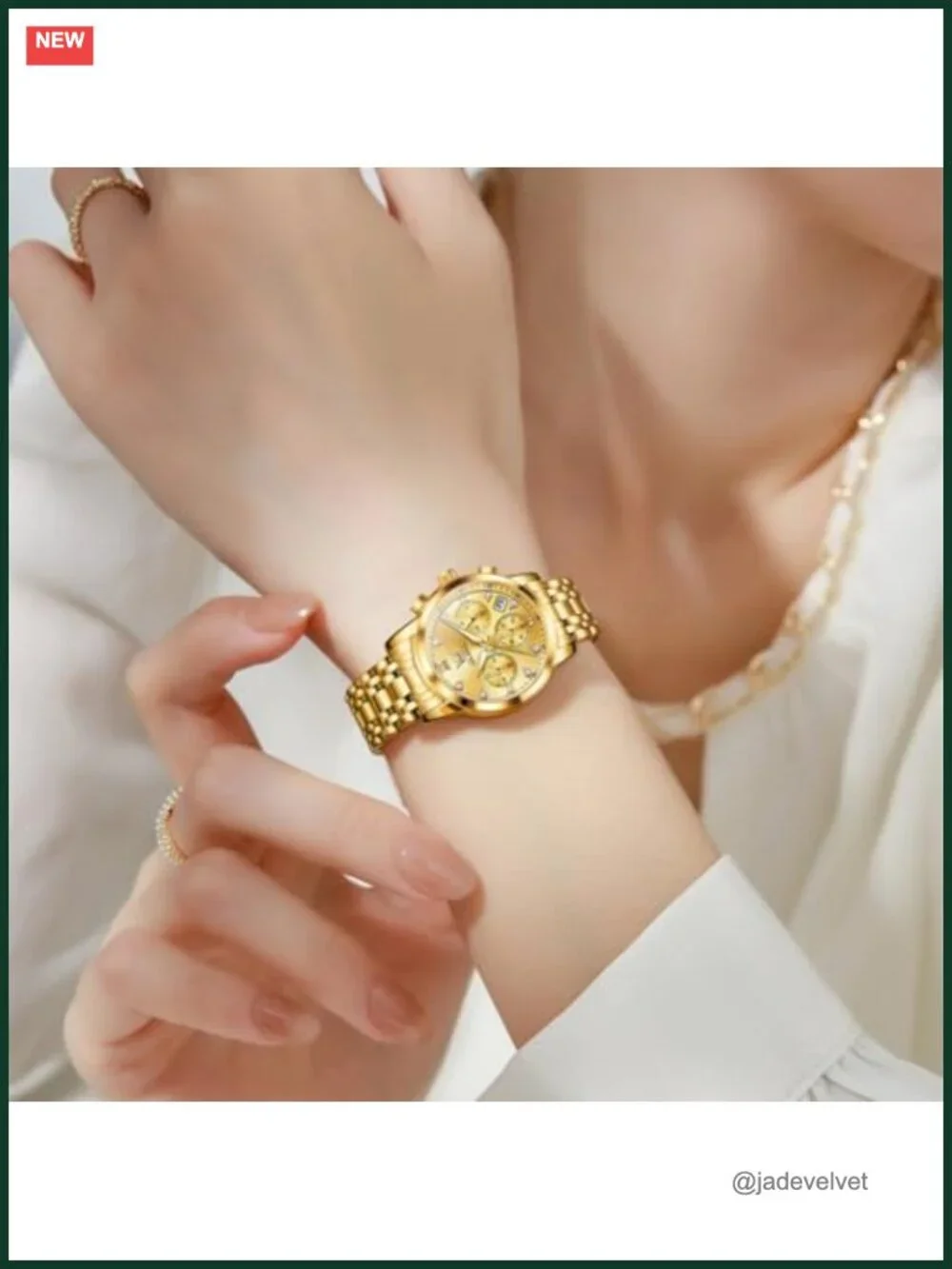 Ladies Multifunction Watch Stainless Steel Two Tone Analog Quartz Waterproof
